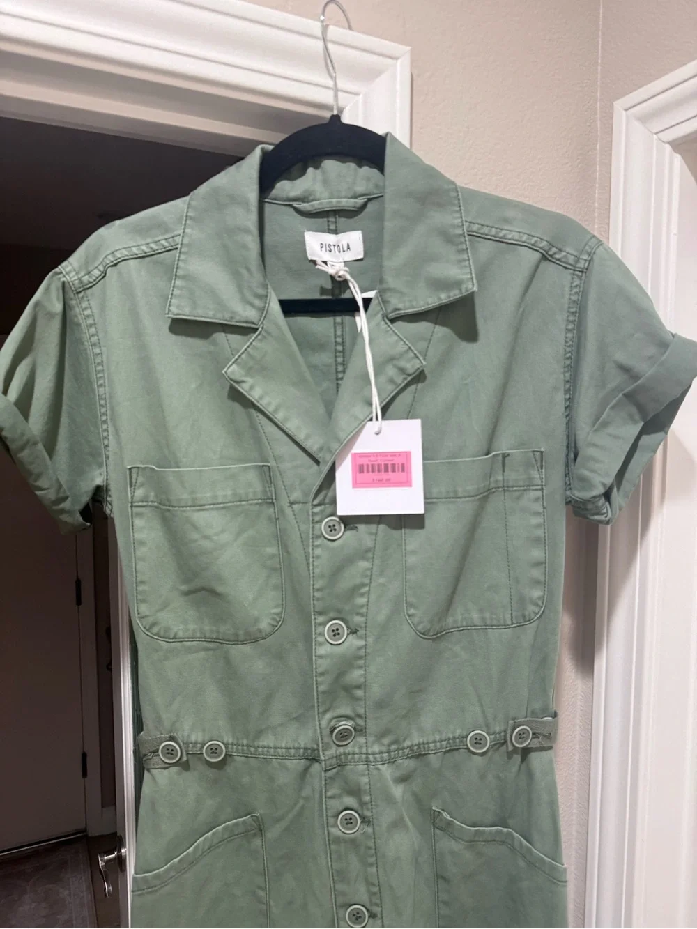 Pistols Army Olive Green Short-Sleeve Woman’s Utility Jumpsuit